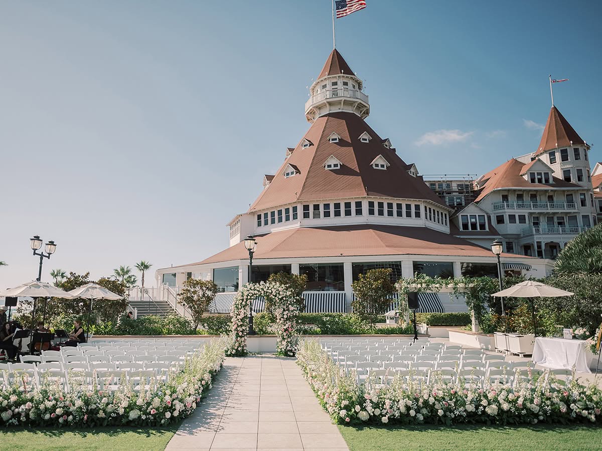 A delicate and lush Hotel del Coronado wedding for Jennifer and Donald in Coronado, planned by Bliss Events.