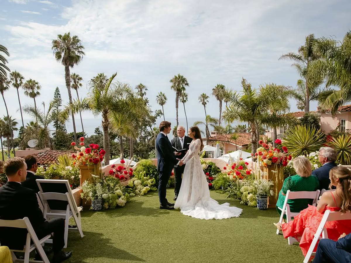 A colorful and vibrant La Valencia wedding for Oi and Halston in La Jolla, planned by Bliss Events.