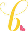 Bliss Events b logo yellow with small heart