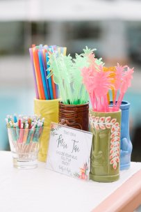Fun drink station setup for tropical drinks